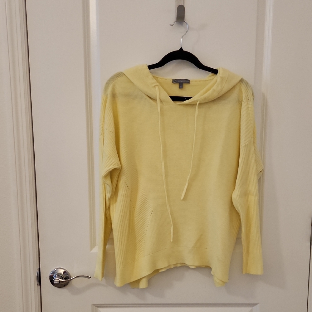 Wit & Wisdom Soft Yellow Hooded Knit Top